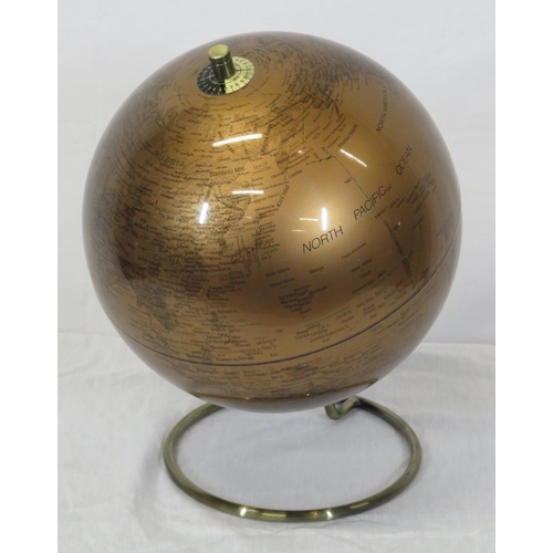 133 - Chrome World globe on shaped stand