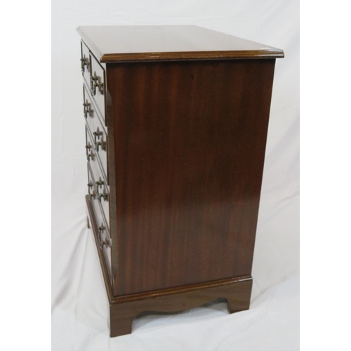 166 - Small Edwardian inlaid chest of two short & three long drawers with drop handles, on bracket feet