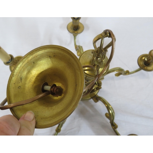 17 - French style five branch brass hanging light with vase shaped centre