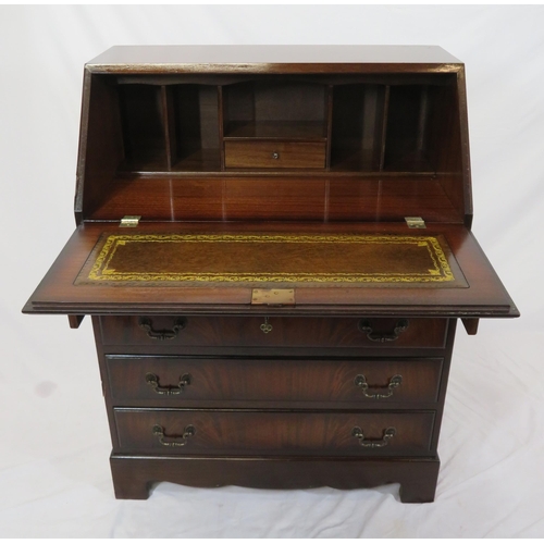 174 - Edwardian inlaid & crossbanded mahogany small bureau with drop-down front, pull-out supports, fitted... 