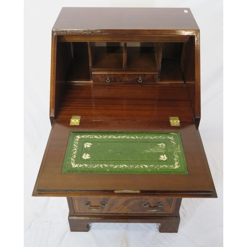 186 - Edwardian style mahogany bureau with drop-down front, pull-out supports, fitted interior, four drawe... 