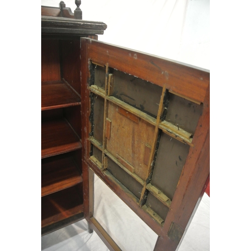 19 - Edwardian inlaid rosewood cabinet with bevelled glass insets, string and foliate inlay, shelved inte... 