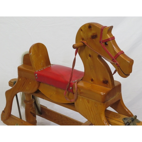 202 - Edwardian style pine rocking horse o shaped base