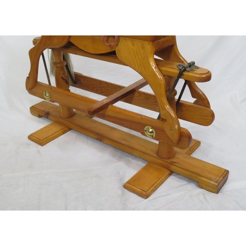 202 - Edwardian style pine rocking horse o shaped base