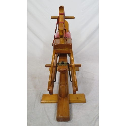 202 - Edwardian style pine rocking horse o shaped base