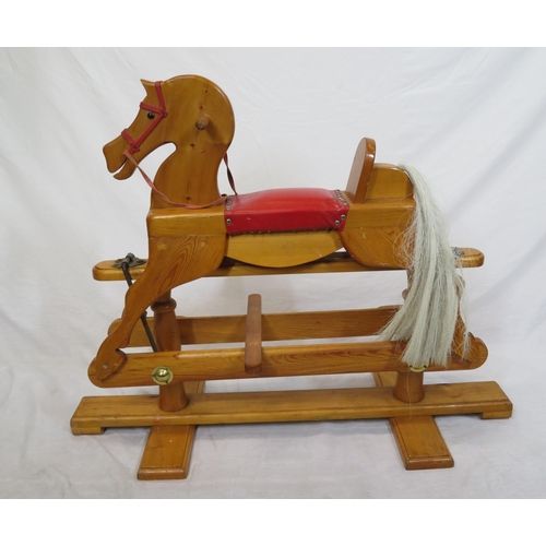 202 - Edwardian style pine rocking horse o shaped base