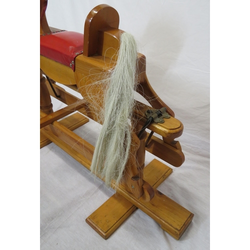 202 - Edwardian style pine rocking horse o shaped base