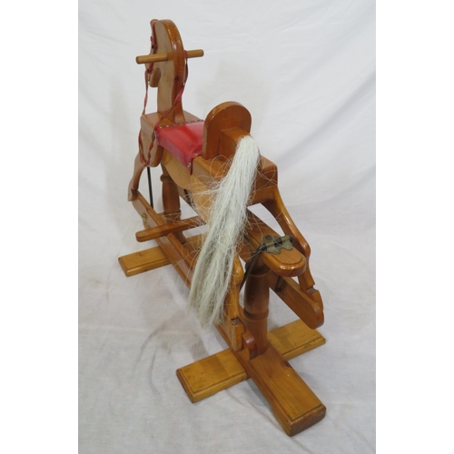 202 - Edwardian style pine rocking horse o shaped base