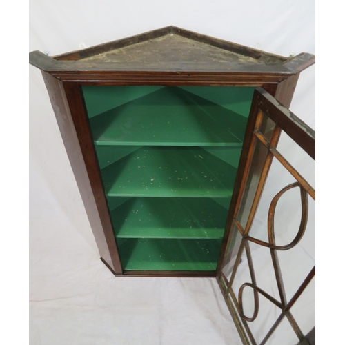 216 - Edwardian mahogany wall cabinet with glazed door & shelved interior