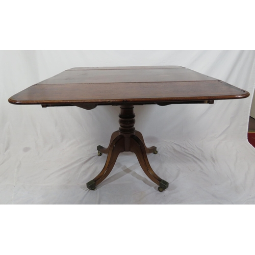 220 - Georgian dropleaf table with rounded borders, pull-out supports, frieze drawer with bun handles, rai... 