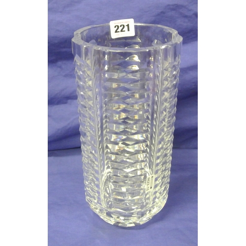 221 - Waterford Crystal heavy cut glass round vase with faceted decoration.