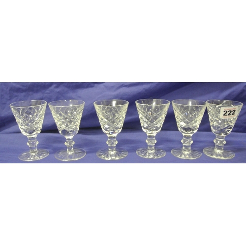 222 - 6 Waterford Crystal port glasses with diamond cut