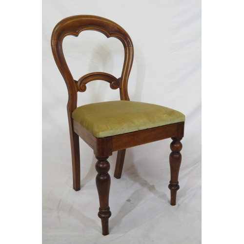 308 - Victorian style spoonback occasional chair with shaped rails, on baluster turned legs