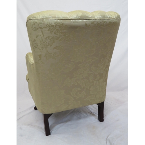 314 - Victorian buttoned upholstered armchair with cabriole legs, on pad feet