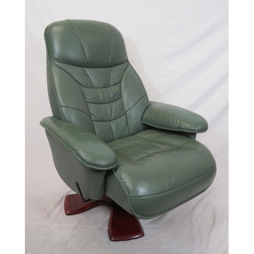 315 - Edwardian style library armchair with leather upholstery, on shaped base