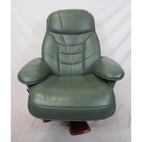 315 - Edwardian style library armchair with leather upholstery, on shaped base