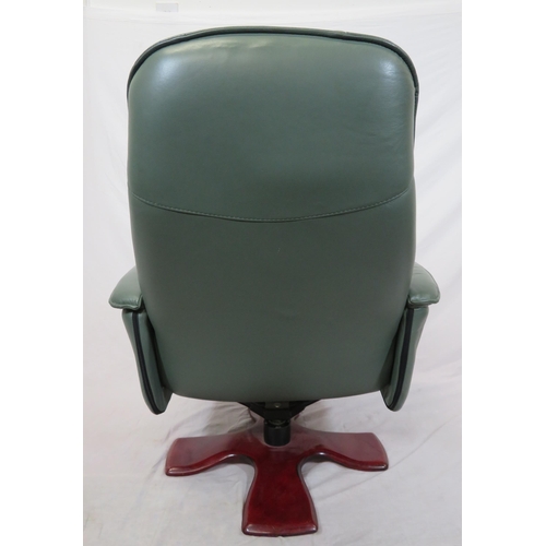 315 - Edwardian style library armchair with leather upholstery, on shaped base