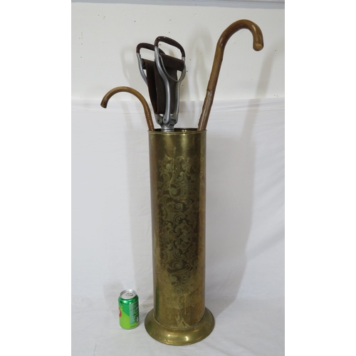 32 - Victorian style brass stick & umbrella stand with foliate decoration