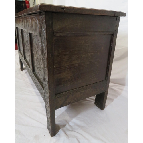 40 - Georgian oak coffer or blanket chest with lid, panelled sides with star decoration