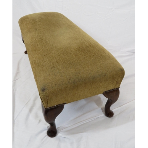 81 - Victorian oblong stool with cabriole legs & pad feet