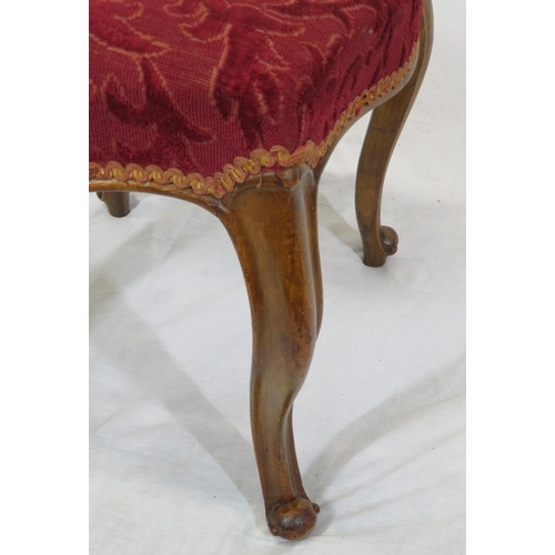 89 - Victorian square stool with serpentine borders & cabriole legs with scroll feet