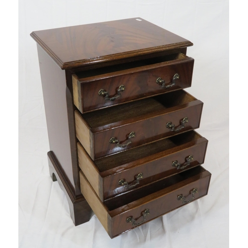 91 - Edwardian style small chest of four drawers with drop handles, on bracket feet