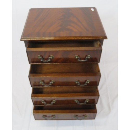 91 - Edwardian style small chest of four drawers with drop handles, on bracket feet