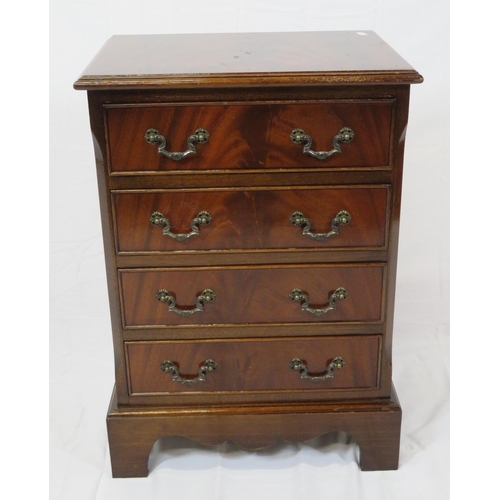 91 - Edwardian style small chest of four drawers with drop handles, on bracket feet