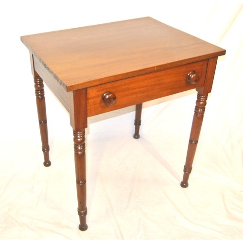 64 - Edwardian mahogany hall or side table with turned tapering legs