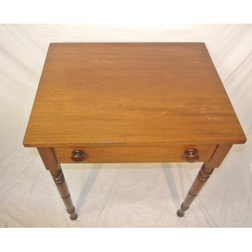 64 - Edwardian mahogany hall or side table with turned tapering legs