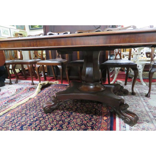 100 - Georgian mahogany square topped library or breakfast table with tip-up top, raised on hexagonal balu... 