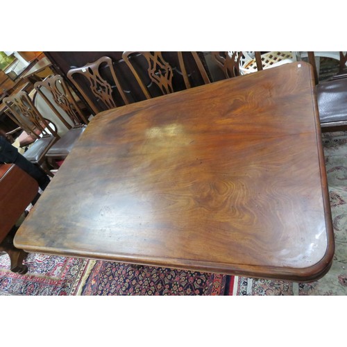 100 - Georgian mahogany square topped library or breakfast table with tip-up top, raised on hexagonal balu... 