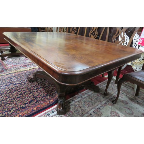 100 - Georgian mahogany square topped library or breakfast table with tip-up top, raised on hexagonal balu... 