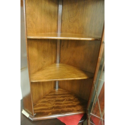 31 - Edwardian mahogany corner wall cabinet with astragal glazed door, shelved interior