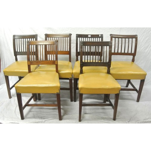 300 - Harlequin set of 6 Cork bar-back dining chairs with eleven, nine & seven reeded bars, leather uphols... 