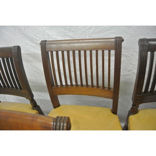 300 - Harlequin set of 6 Cork bar-back dining chairs with eleven, nine & seven reeded bars, leather uphols... 