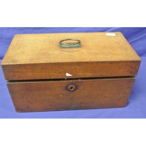 92 - Edwardian mahogany tea caddy with lined lid and sectioned interior