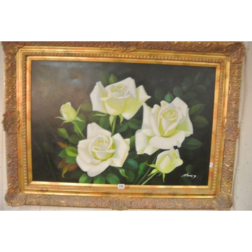 236 - Thomas 'Still life study of yellow roses' oil on canvas 60x90cm signed