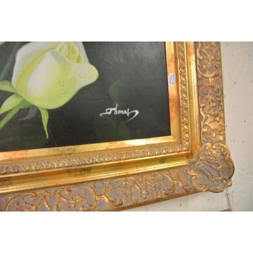 236 - Thomas 'Still life study of yellow roses' oil on canvas 60x90cm signed