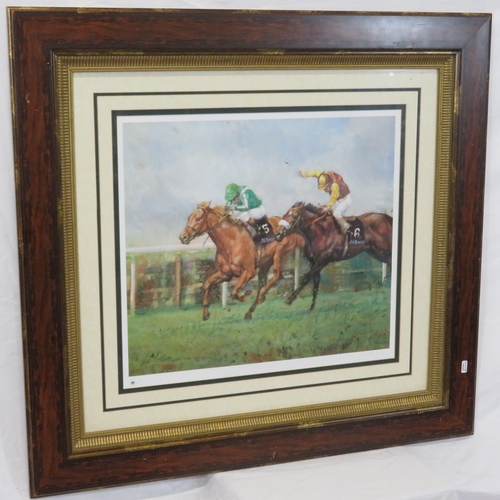 279 - Claire Eva Burton 'Racing horses' print 45x55cm signed.
Frame 92 x84cm