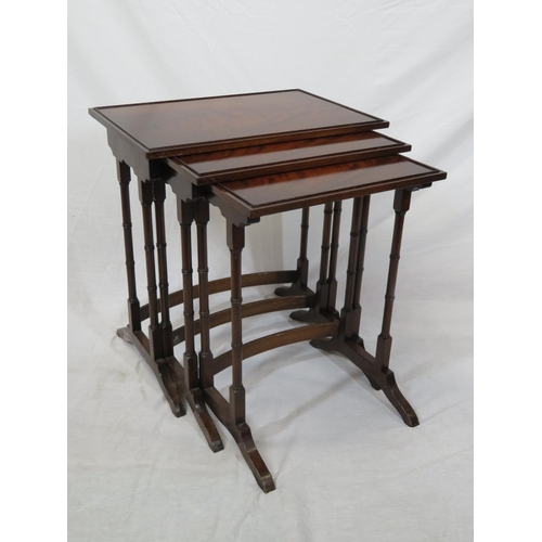 51 - Victorian style nest of three tables with turned columns & bracket feet