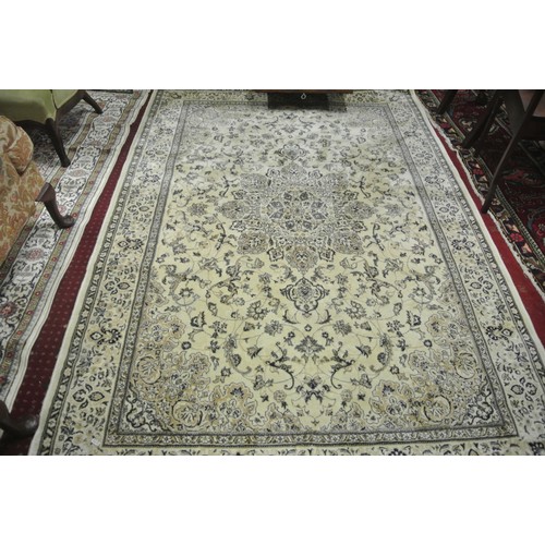 58 - Ivory and blue ground full pile Kashmir rug of floral design 240 x 160