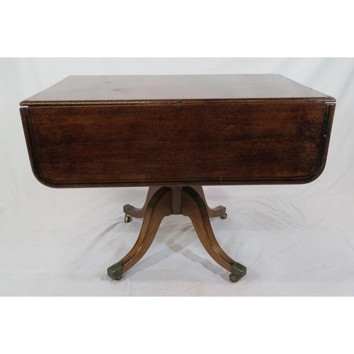 105 - Georgian dropleaf table with rounded borders, pull-out supports, frieze drawer with bun handles, rai... 