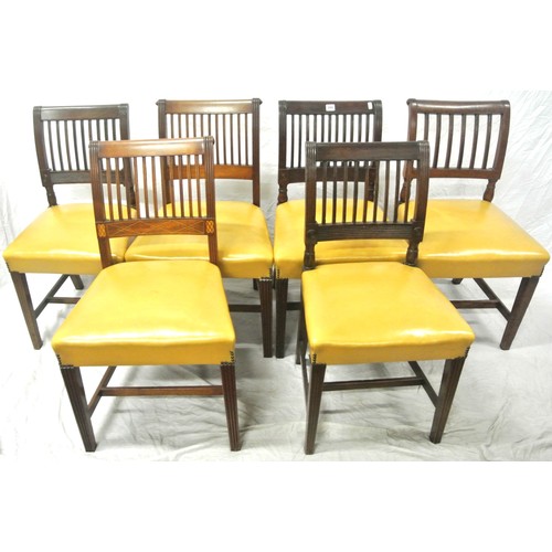 290 - Harlequin set of six Cork bar-back dining chairs with eleven, nine & seven reeded bars, leather upho... 