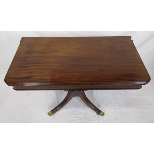 100 - Victorian mahogany tea table with swivel fold-over top, raised on reeded turned column, on splayed t... 