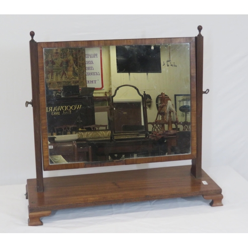 103 - Edwardian mahogany swivel mirror with reeded tapering columns & base