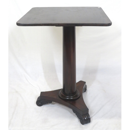 116 - Victorian mahogany table with square tip-up top, raised on turned tapering column, with collar, on c... 