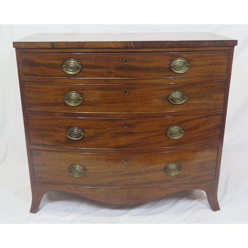 120 - Victorian inlaid & crossbanded mahogany bow fronted chest of four drawers of graduating sizes, with ... 