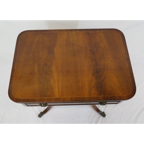 121 - Edwardian style mahogany occasional or side table with reeded borders, frieze drawer with drop handl... 