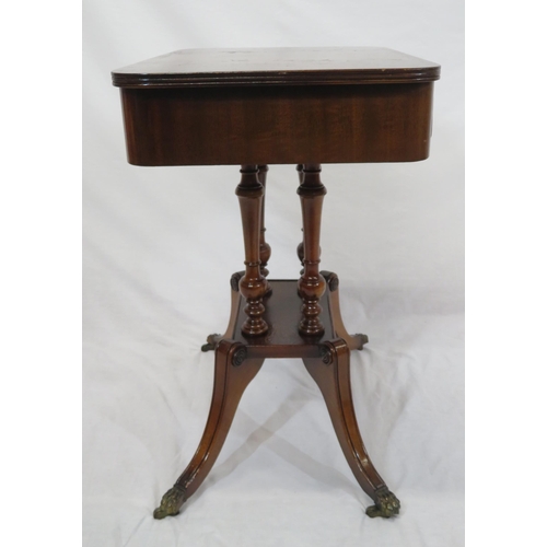 121 - Edwardian style mahogany occasional or side table with reeded borders, frieze drawer with drop handl... 